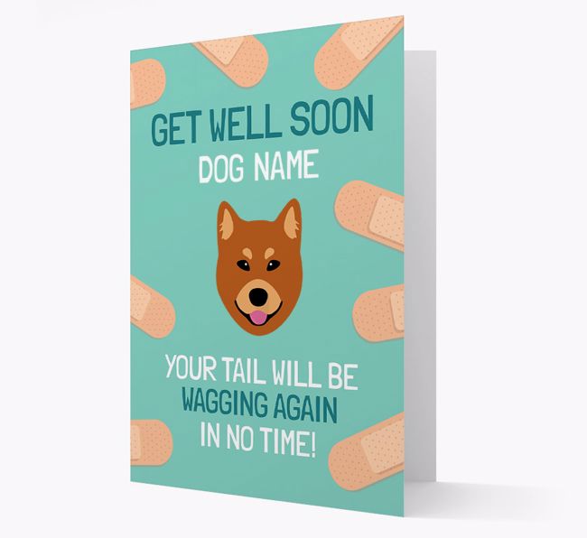 Personalized 'Get well soon {dogsName}' Card with {breedFullName} Icon